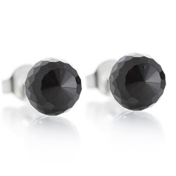 Edelstahl-Ohrstecker mit Glitzer-Kugel-Kristall