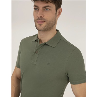 Haki Slim Fit  Polo Yaka Basic Tişört
