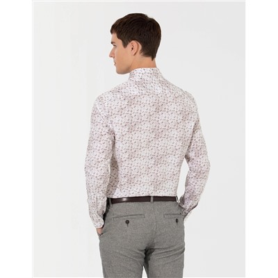 Bej Slim Fit Uzun Kollu Gömlek