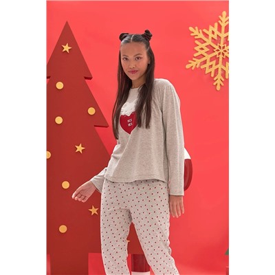 Nbb Gri Melanj Kalpli Mouse Pijama Takımı NB22KPJ00016