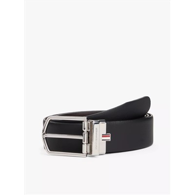 Round Buckle Reversible Leather Belt