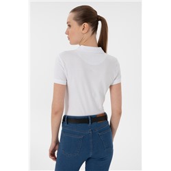 Kadın Beyaz Basic Polo Yaka Tişört