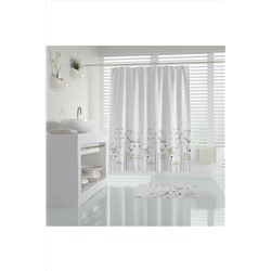 Tropikhome Papatya Desenli Duş Perdesi, Çiçekli Banyo Perdesi 12 Adet C Halka Hediyeli Küvet Perdesi 180x200cm rotasyon