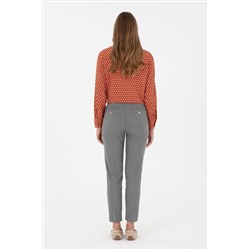 Kadın Gri Kanvas Carrot High Waist Fit Kanvas Pantolon