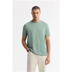 Avva, Erkek Nil Yeşili Bisiklet Yaka Puff Print T-shirt A51y1004