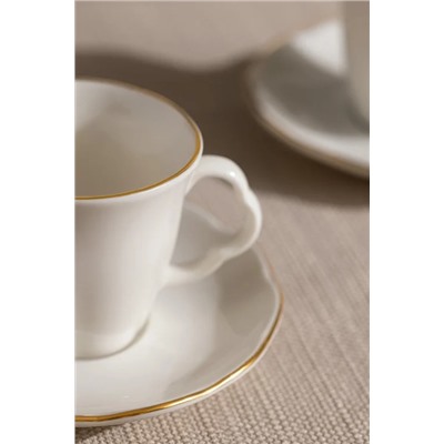 Vela 6 Kişilik 12 Parça Kahve Fincan Takımı - Beyaz/Gold - 90 ml