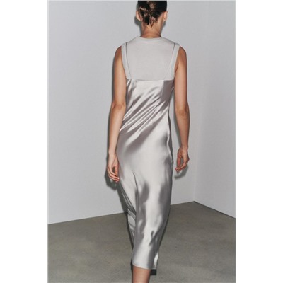 SATIN DRESS WITH WOOL