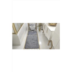 BotigaHome Gofraj Gri Banyo Halısı Klozet Takımı 3'lü Set BH014