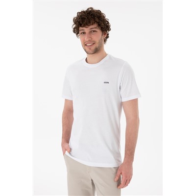 Erkek Regular Fit Bisiklet Yaka Beyaz Basic Tişört