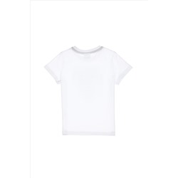 Erkek Çocuk Beyaz Bisiklet Yaka Tişört