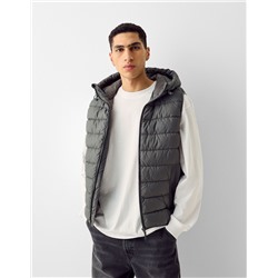 Lightweight puffer gilet with hood