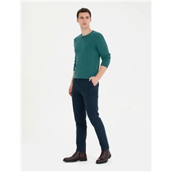 Lacivert Slim Fit Kanvas Pantolon