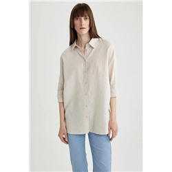 Defacto Oversize Fit %100 Keten Uzun Kollu Gömlek Z6638AZ23SP