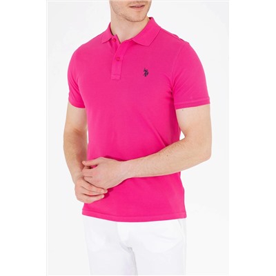Erkek Fuşya Basic Polo Yaka Tişört