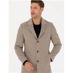 Bej Ex. Slim Fit Kaşe Kaban