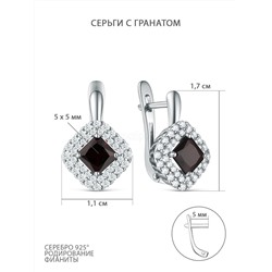 Кольцо из серебра с гранатом и фианитами родированное К50083р404