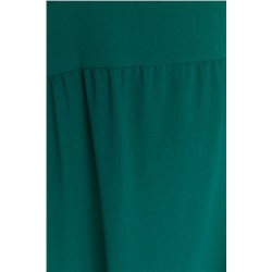 Zümrüt Yeşili Shift/Düz Kesim Dik Yaka Midi Dokuma Elbise TBBSS22EL1593