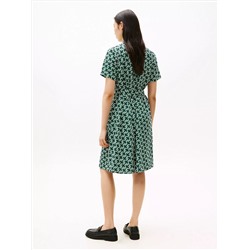 Monogram Print Belted Shirtdress