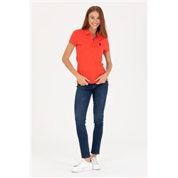 Kadın Kırmızı Basic Polo Yaka Tişört