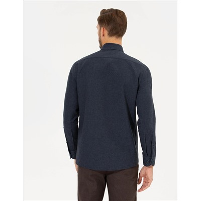 Lacivert Slim Fit Uzun Kollu Gömlek