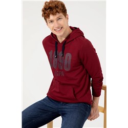 Erkek Vişne Kapüşonlu Sweatshirt