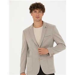Bej Ekstra Slim Fit Spor Ceket