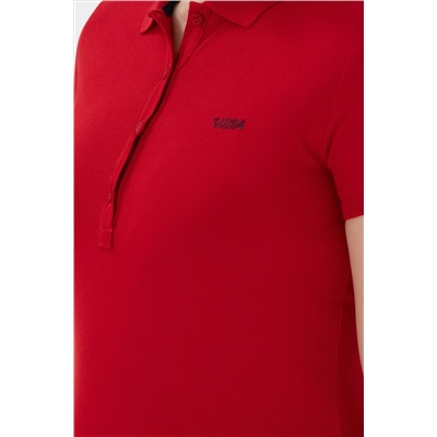 Kadın Kırmızı Basic Polo Yaka Tişört