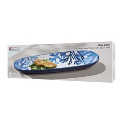 Блюдо, 40х12,5 см, керамика К, белое, овальное, Синие кораллы, Blue Coral, 63290