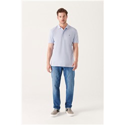 Açık Mavi %100 Pamuk Serin Tutan Polo Yaka T-Shirt