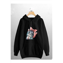 BOHEMGİYİM7hills Giyim Siyah Unisex Baskılı Kanguru Cepli Hoodie Sweat