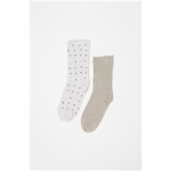 2 pares de calcetines Blanco y beige