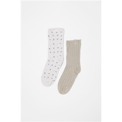 2 pares de calcetines Blanco y beige