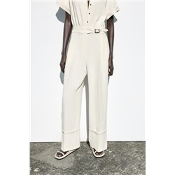 CREPE BUCKLE WAIST JUMPSUIT