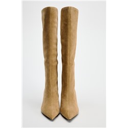 SPLIT SUEDE HEELED BOOTS
