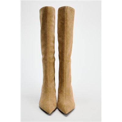 SPLIT SUEDE HEELED BOOTS