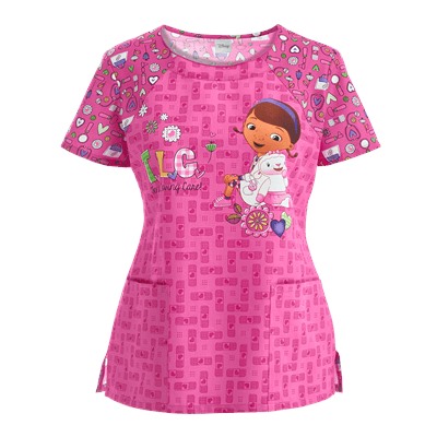 Cherokee Tooniforms Scrubs Tender Loving Care Print Top