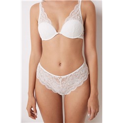 Braga brasileña ancha encaje blanco