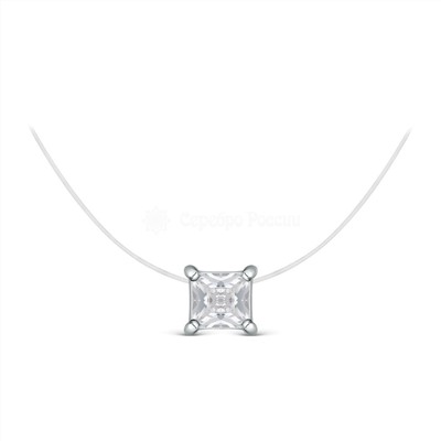 Колье из серебра с фианитом родированное (на леске) 405012-908р