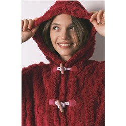 Bata corta capucha polar suave rojo