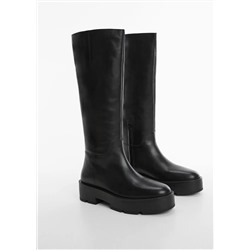 Bota alta piel plataforma -  Mujer | MANGO OUTLET Melilla