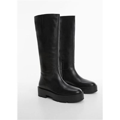 Bota alta piel plataforma -  Mujer | MANGO OUTLET Melilla