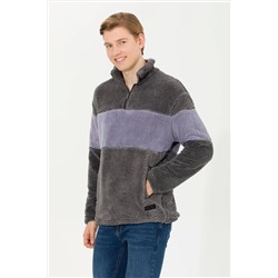 Erkek Antrasit Melanj Dik Yaka Sweatshirt