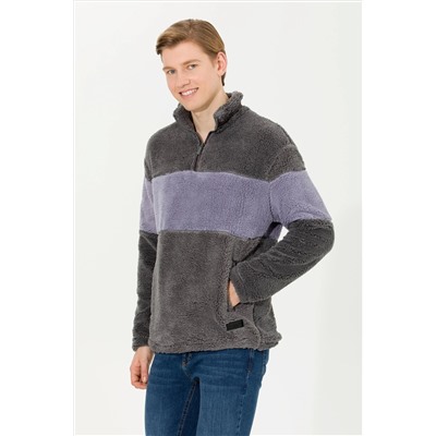 Erkek Antrasit Melanj Dik Yaka Sweatshirt