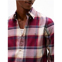 Slim Fit Check Stretch Herringbone Shirt