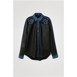 Camisa efecto piel detalles denim