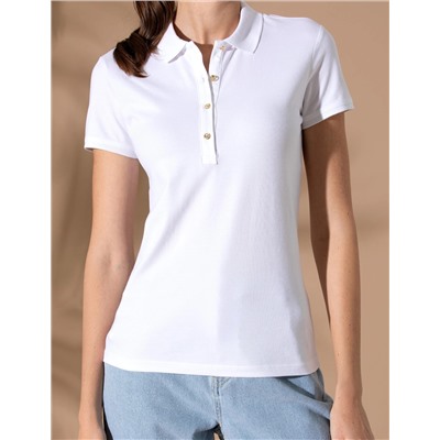 Beyaz Slim Fit Polo Yaka Basic Tişört