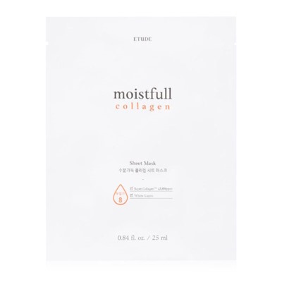 ETUDE HOUSE Moistfull Collagen Deep Sheet Mask Глубокоувлажняющая тканевая маска для лица с коллагеном и керамидами 37мл