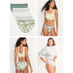 High-Waisted Supima® Cotton Bikini Underwear 5-Pack for Women