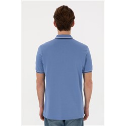 Erkek Regular Fit Polo Yaka Koyu Mavi Basic Tişört