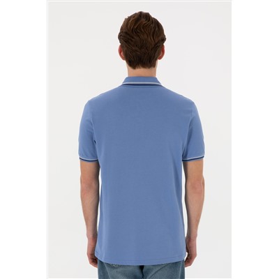 Erkek Regular Fit Polo Yaka Koyu Mavi Basic Tişört